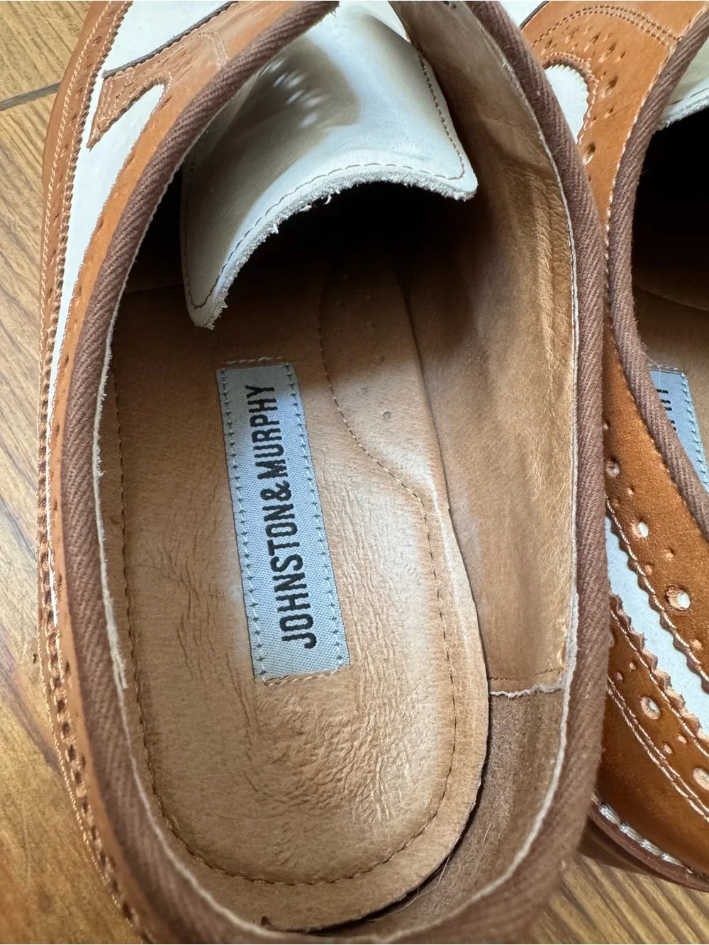 Johnston & Murphy Men's Wingtip Leather Oxford Dress Shoes Two Tone  Size 11.5
